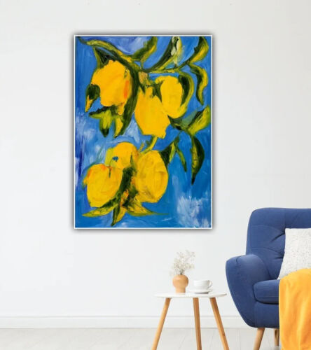 impressionist Abstract Original Oil Painting Canvas 84 X 60cm Lemon Tree In Oka