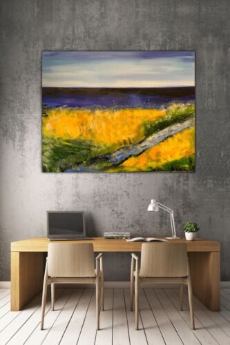 Richter Style Abstract Original Oil Painting On 2cm Canvas 60x76cm Lake District seaside