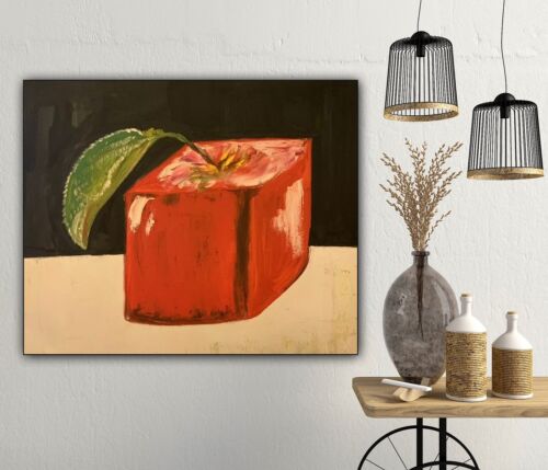 Original Large Oil Painting On 1.5mm Canvas , 50cm X60cm Abstract ‘Flower’ Ready