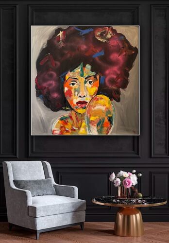 Oka Contemporary Abstract Original Oil Painting 80x80cm Canvas Woman Portrait