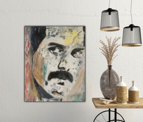 Freddie Mercury Original Abstract Oil Painting On Canvas 30x25cm Queen Portrait