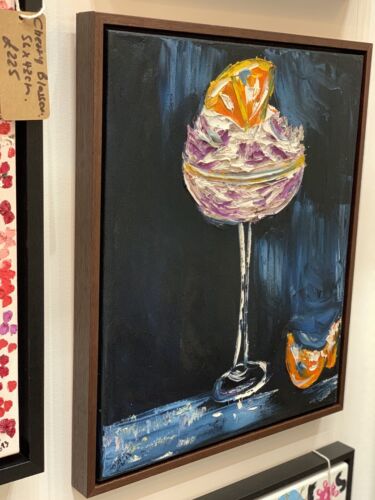 Framed Abstract Original Oil Painting on 50x40cm canvas textured Cocktail time