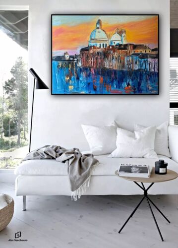 Kandinsky Original Abstract Oil Painting On Canvas 100 X 80cm Venice Landscape