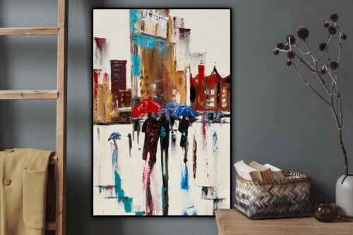 Richter Original Abstract Oil Painting 76x52x4cm Canvas Paris Rain Love