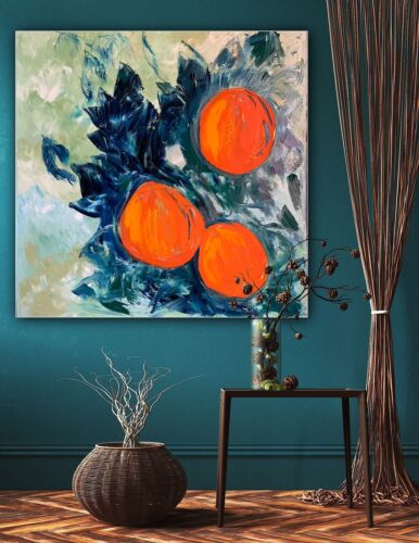Richter Style Original Abstract Oil Painting On Canvas 80x80cm Orange Tree