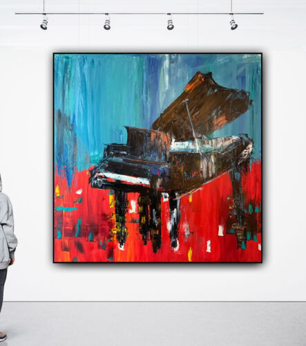 Richter Style Original abstract Oil Painting On Canvas 90X90cm Grand Piano Music