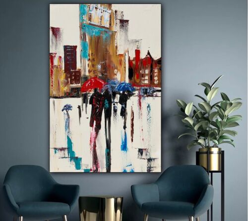 Richter Original Abstract Oil Painting 76x52x4cm Canvas Paris Rain Love