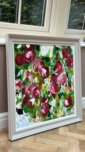 Framed Original Anstract Oil Painting On Canvas 71x71cm Apple Tree Textured Oka