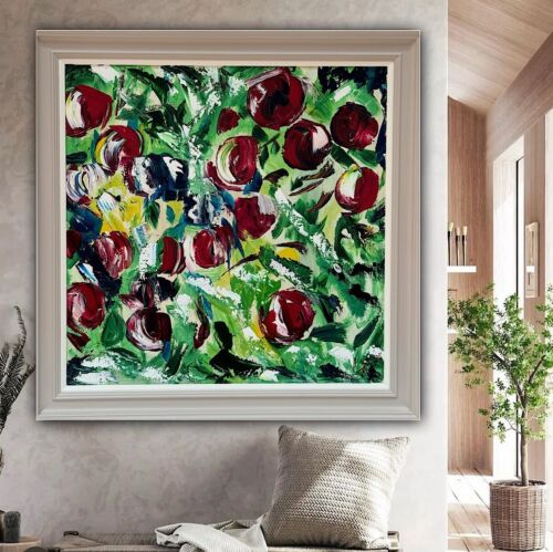 Framed Original Anstract Oil Painting On Canvas 71x71cm Apple Tree 2 Texture Oka