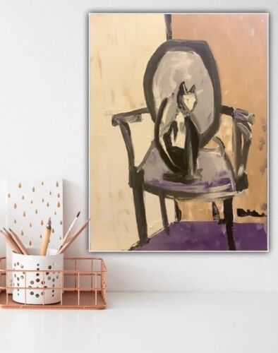 Abstract Style Cat On A Chair Oil Painting On Canvas 30X40cm Vogue