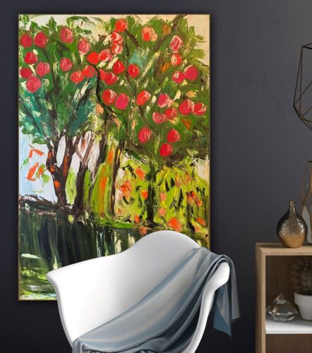 Richter Style Original Abstract Oil Painting On Canvas 150x100cm ‘Apple Trees’ floral