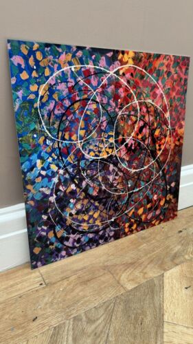Oka Contemporary Abstract Original Painting On Metal Plate 38x38cm Kaleidoscope