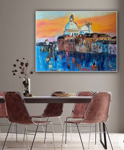 Kandinsky Original Abstract Oil Painting On Canvas 100 X 80cm Venice Landscape