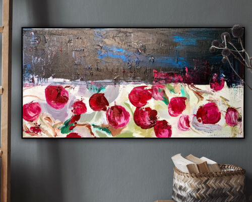 Richter StyLe original Abstract Oil Painting On Canvas 60X30cm Cherries oka