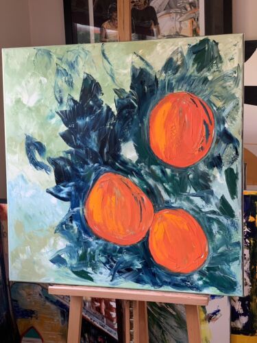 Richter Style Original Abstract Oil Painting On Canvas 80x80cm Orange Tree