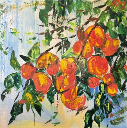 Renour Abstract Original Oil Painting On 77x77cm canvas Textured Orange Tree