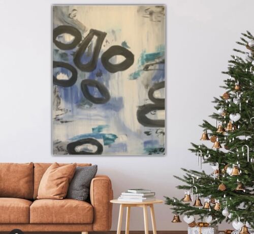 Large Original Bo Concept Style Oil Painting On Canvas Size 60X80 Cm Blue Shadow