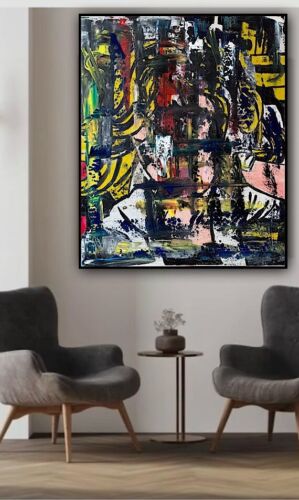 Richter Style Original Abstract Oil Painting On Canvas 50x60cm Graffiti Art