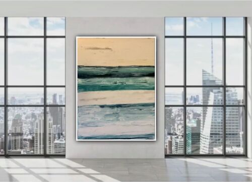 Richter Style Striped Sea Sky Original Oil Painting On Canvas 100x80cm LikE Oka