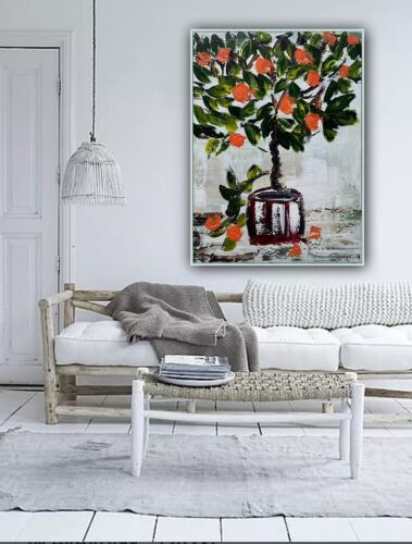 Renour Abstract Original Oil Painting On 80x60cm canvas Textured Orange Tree