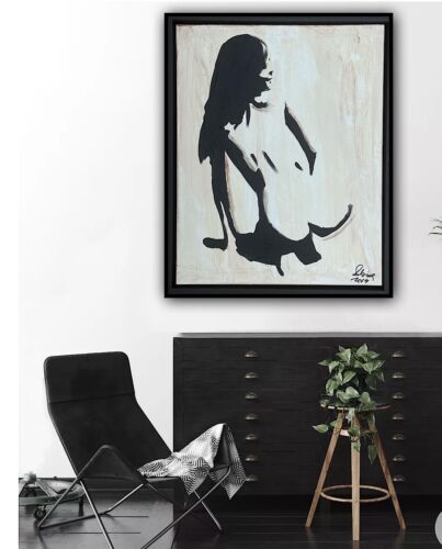 Framed Original Contemporary Abstract Oil Painting On Canvas 48x38cm Nude Oka