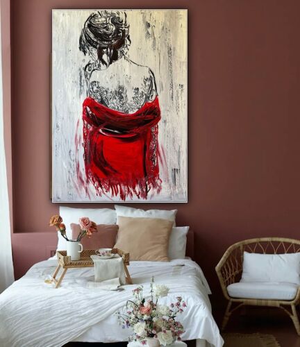 Richter StyLe Abstract Original Oil Painting On Canvas 70x50cm Morning Nude Red