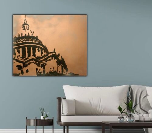 Richter Style Abstract Oil Painting On Canvas 50X60cm St Paul’s London At Night