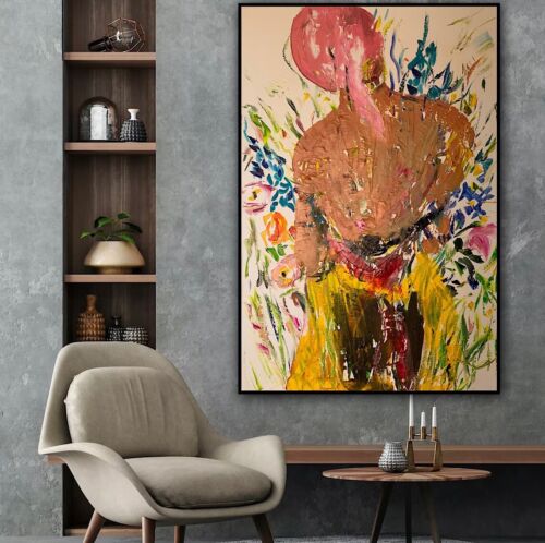Renoir Style Original Abstract Oil Painting on canvas 90X60cm Woman in a meadow
