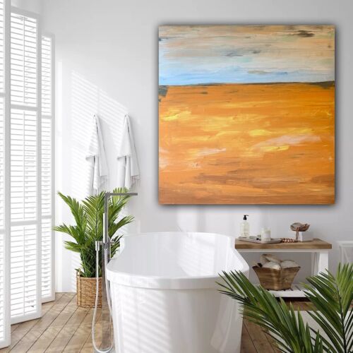 Richter StyLe Abstract Original Oil Painting On Canvas 90x90cm Gold Sands Sea