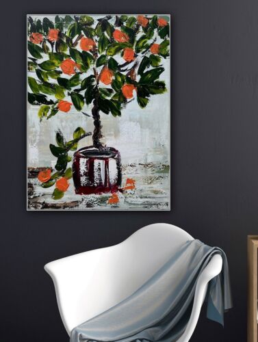 Renour Abstract Original Oil Painting On 80x60cm canvas Textured Orange Tree