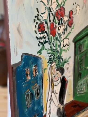 Marc Chagall Rare Abstract Oil Painting On Large Canvas 50x60cm Wedding In Tate