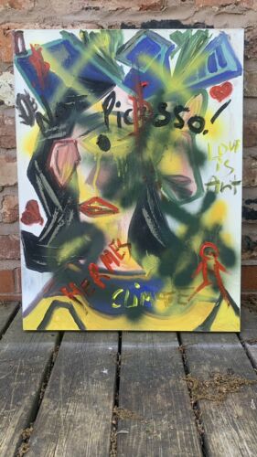 Richter Original Abstract Oil Painting On 4cm Canvas 47x60cm Graffiti Street Art