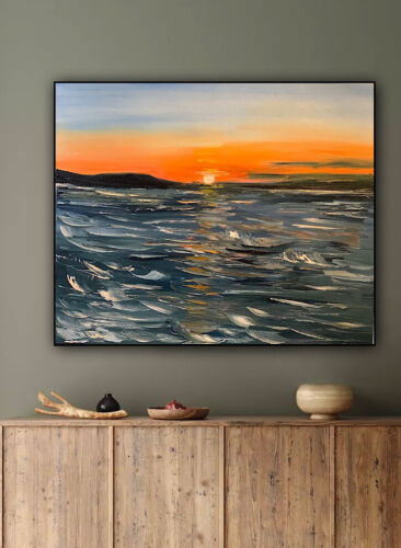 Monet Style Impressionist Abstract original Oil Painting Canvas 50x60cm Ocean 2