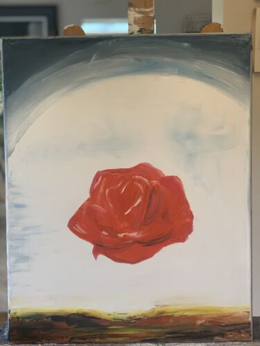Salvador Dali Surrealist Large Oil Painting On Canvas 50X40cm Meditative Rose study