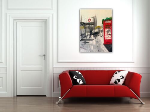 Large Abstract Original Landscape Oil Painting 61X47cm Canvas London Westminster