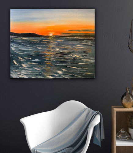 Monet Style Impressionist Abstract original Oil Painting Canvas 50x60cm Ocean 2
