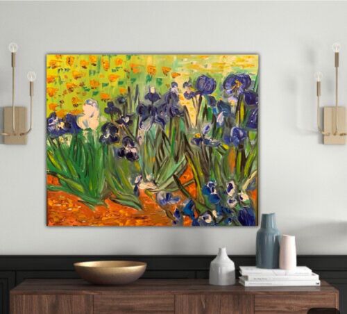 Van Gogh Impressionist Oil Painting On Linen Canvas 60x50cm ‘Field With Irises’ study