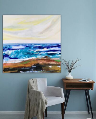 Ayvazovsky Style Original Abstract Oil Painting On Canvas 100x100cm City Coast seaside