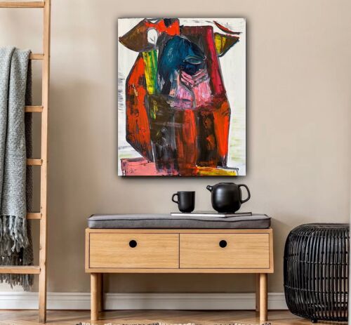 Original abstract Cubism style Oil Painting On Deep 2cm Canvas 50x60cm Owl Tate