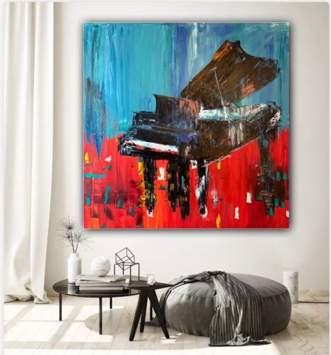 Richter Style Original abstract Oil Painting On Canvas 90X90cm Grand Piano Music