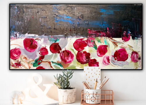 Richter StyLe original Abstract Oil Painting On Canvas 60X30cm Cherries oka
