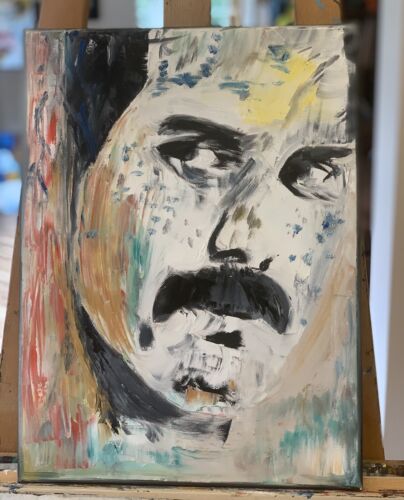 Freddie Mercury Original Abstract Oil Painting On Canvas 30x25cm Queen Portrait