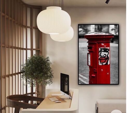 Large Abstract limited print On 81 x 55cm canvas Graffiti Post Box Free postage