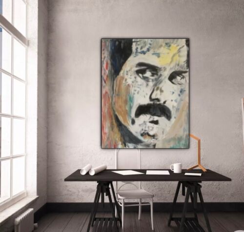 Freddie Mercury Original Abstract Oil Painting On Canvas 30x25cm Queen Portrait