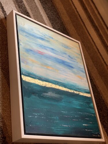 Framed Richter Style Oil Painting On deep Canvas 50x60cm Gold leaf ‘Seascape’