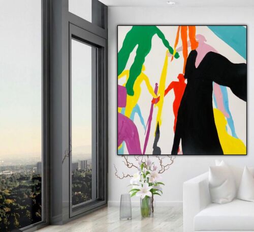 Kandinsky Style Original Abstract Large Oil Painting On Canvas 100x100cm Humans