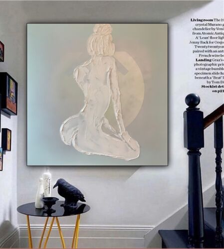 Richter Style Original Abstract Oil Painting On 80x80cm Canvas Pure White ‘Nude’