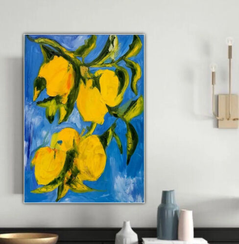 impressionist Abstract Original Oil Painting Canvas 84 X 60cm Lemon Tree In Oka