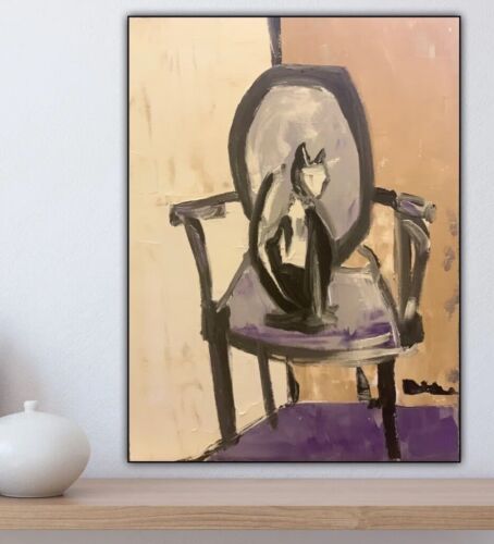 Abstract Style Cat On A Chair Oil Painting On Canvas 30X40cm Vogue