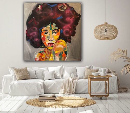 Oka Contemporary Abstract Original Oil Painting 80x80cm Canvas Woman Portrait